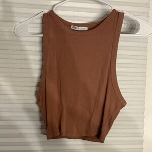 Zara Chestnut Sleeveless Crop Top